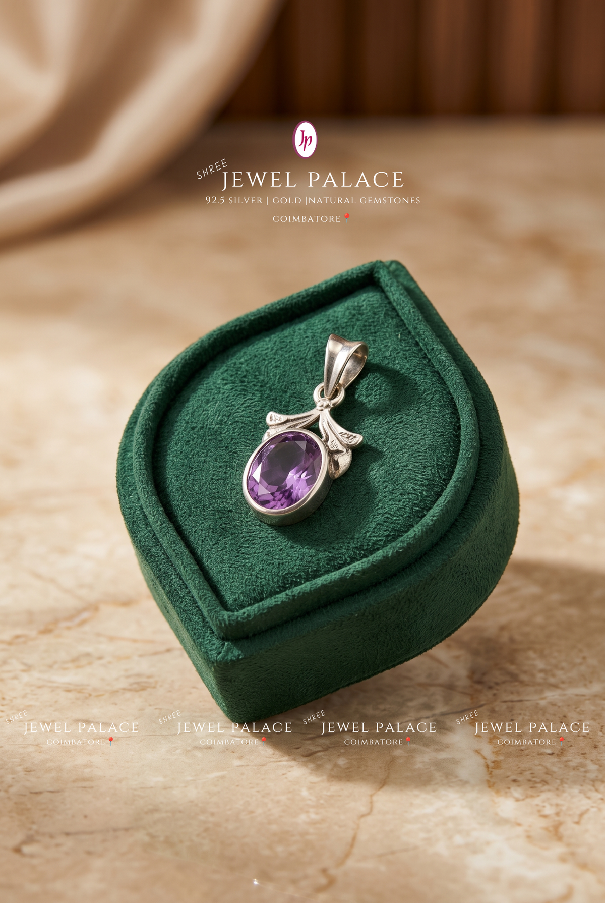 Jamunia — Natural Amethyst Pendant in 92.5 Silver