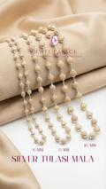 Silver Tulasi Mala — 999 Fine Silver Capped Tulsi Beads