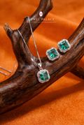 Title: Vanya Emerald Halo Set