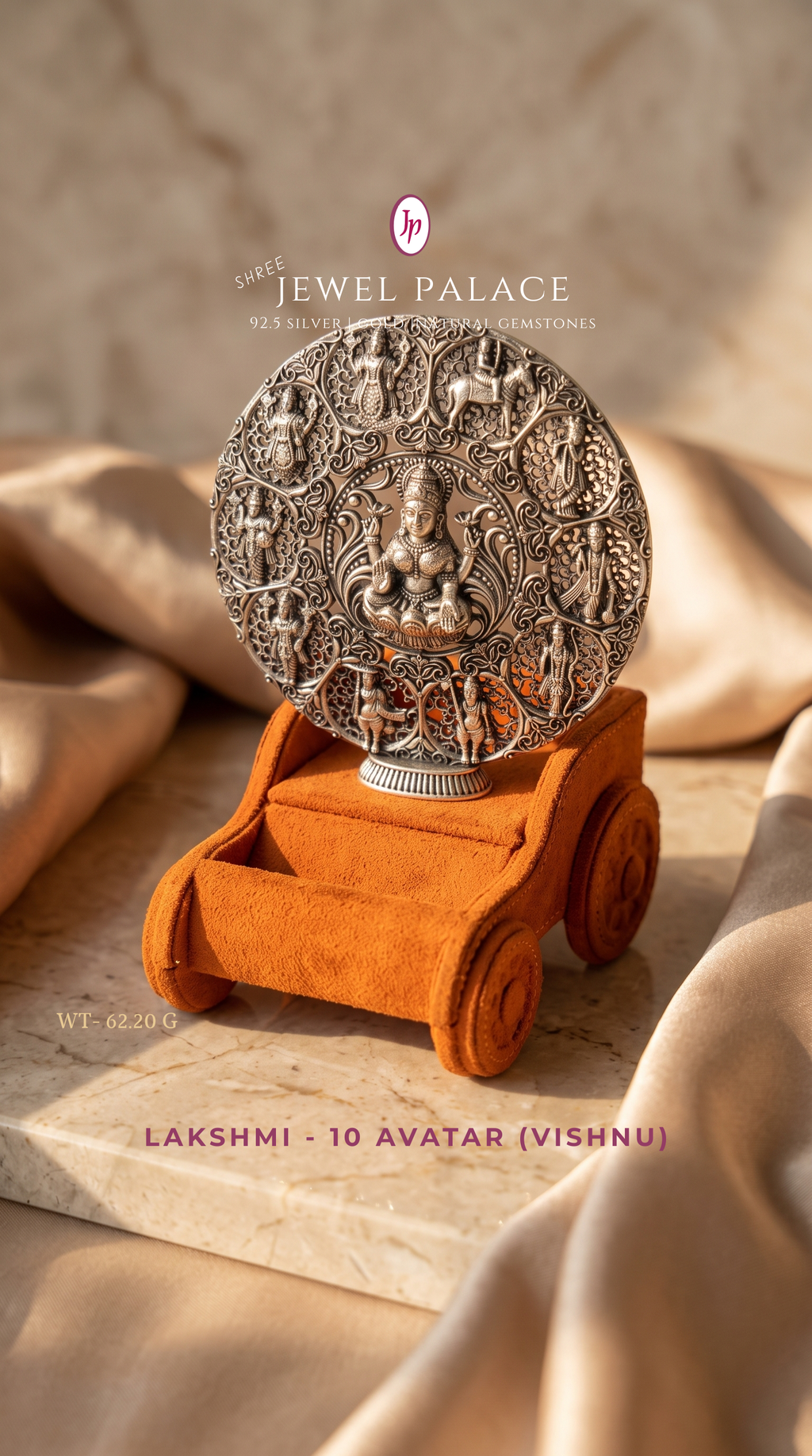 Goddess Lakshmi surrounded by Dashavatara Wheel