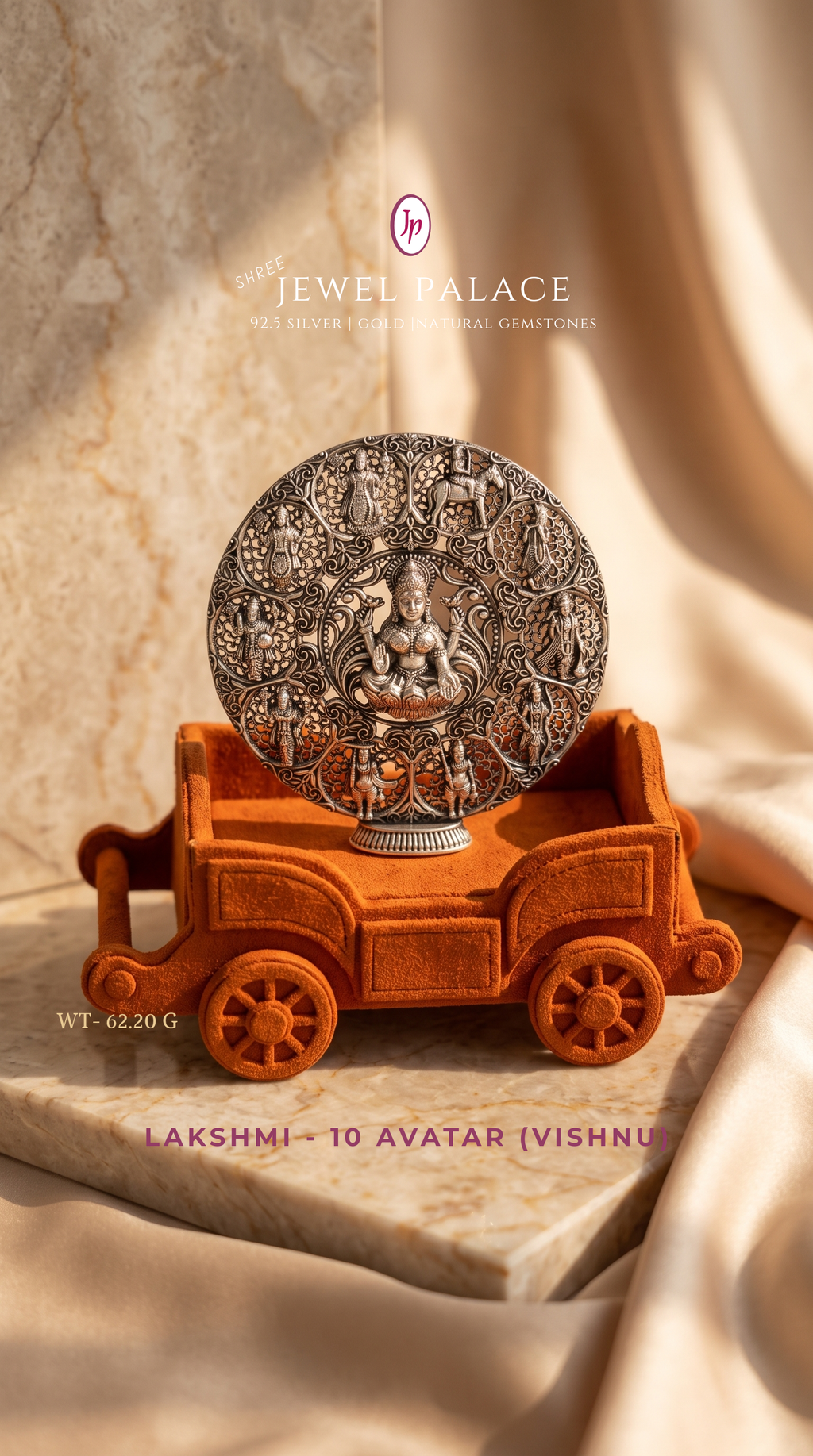 Goddess Lakshmi surrounded by Dashavatara Wheel