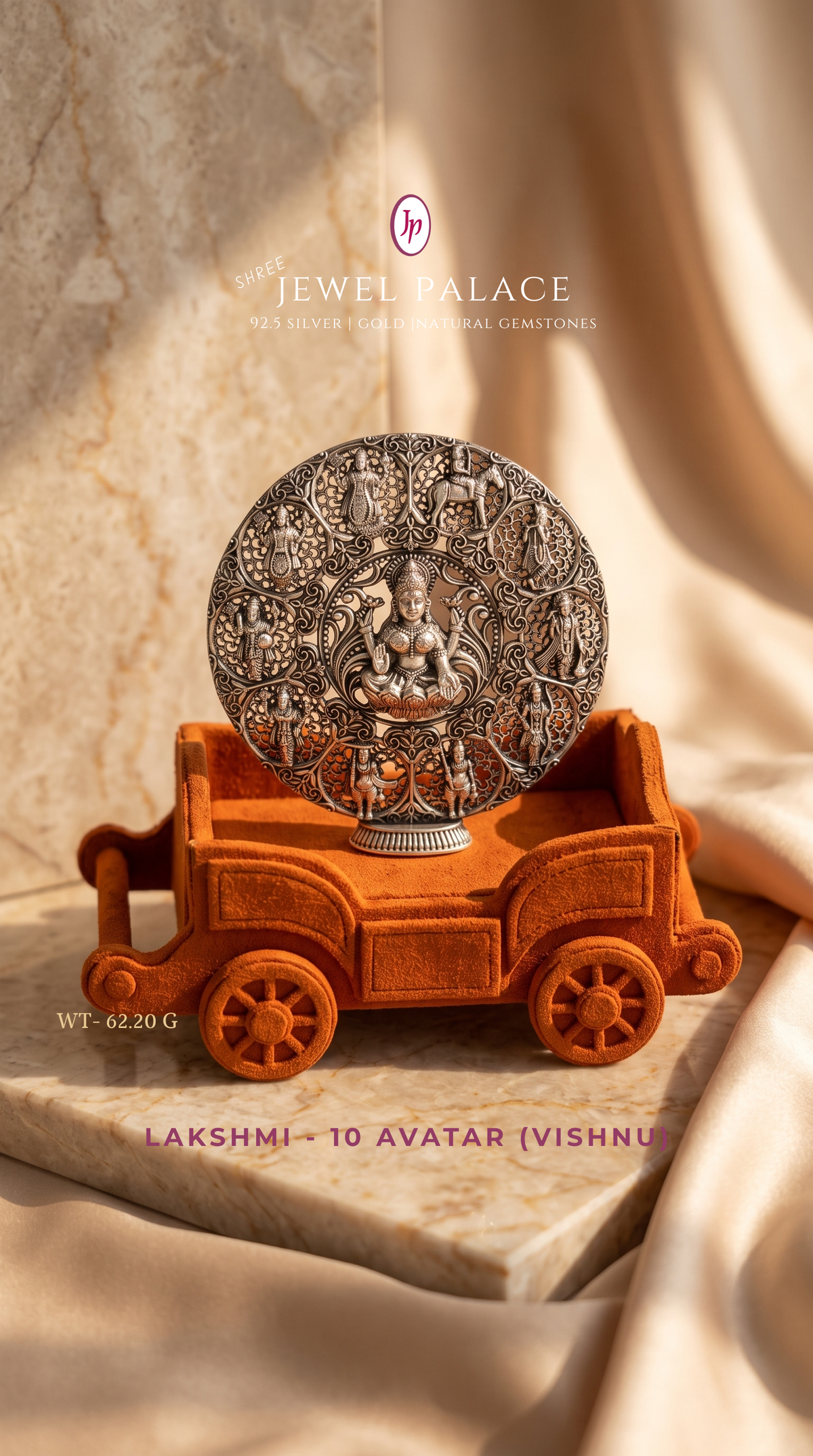 Goddess Lakshmi surrounded by Dashavatara Wheel